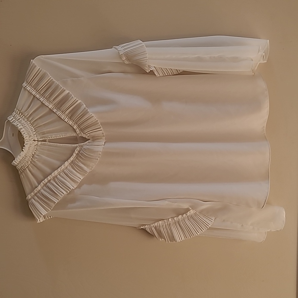 Ramy Brook Blake Blouse Top Womens Ivory Long Sleeve Ruffle Boho Sz XS - Picture 3 of 7